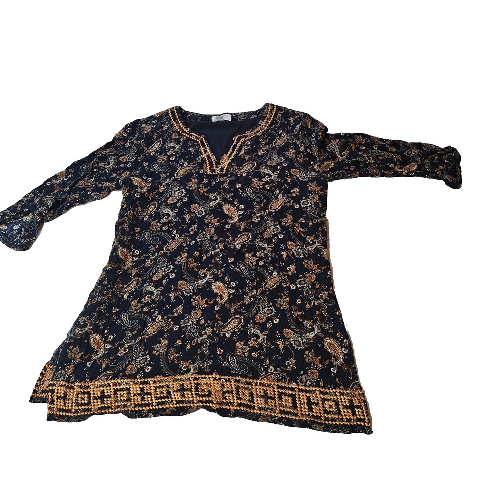 Market & Spruce Embroidered Paisley Peasant Blouse Boho XS WGW10347